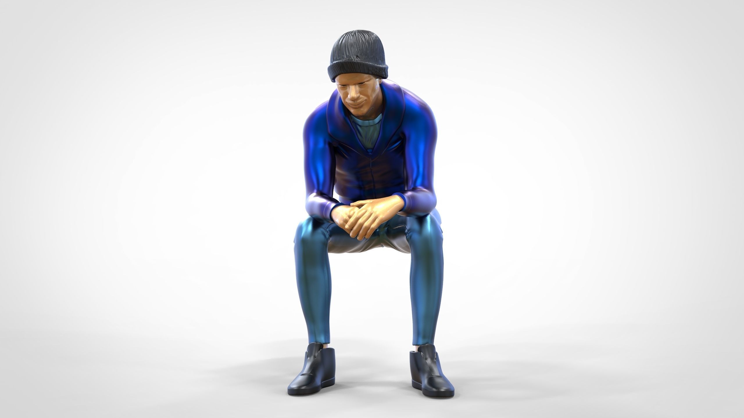 N3 Sitting man waiting 3D print model_16