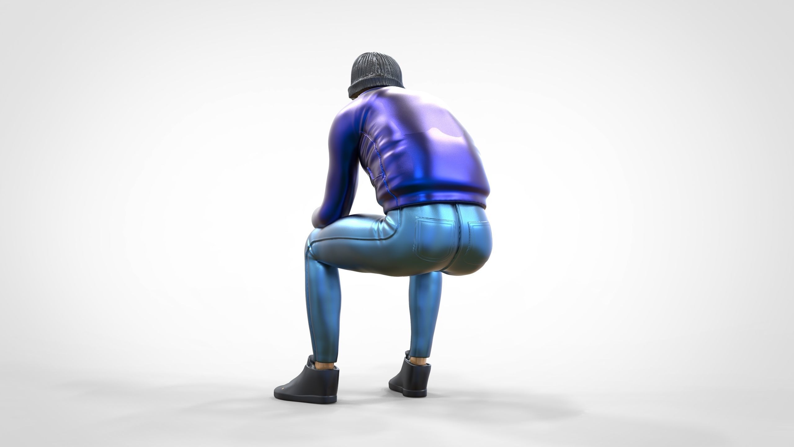 N3 Sitting man waiting 3D print model_8