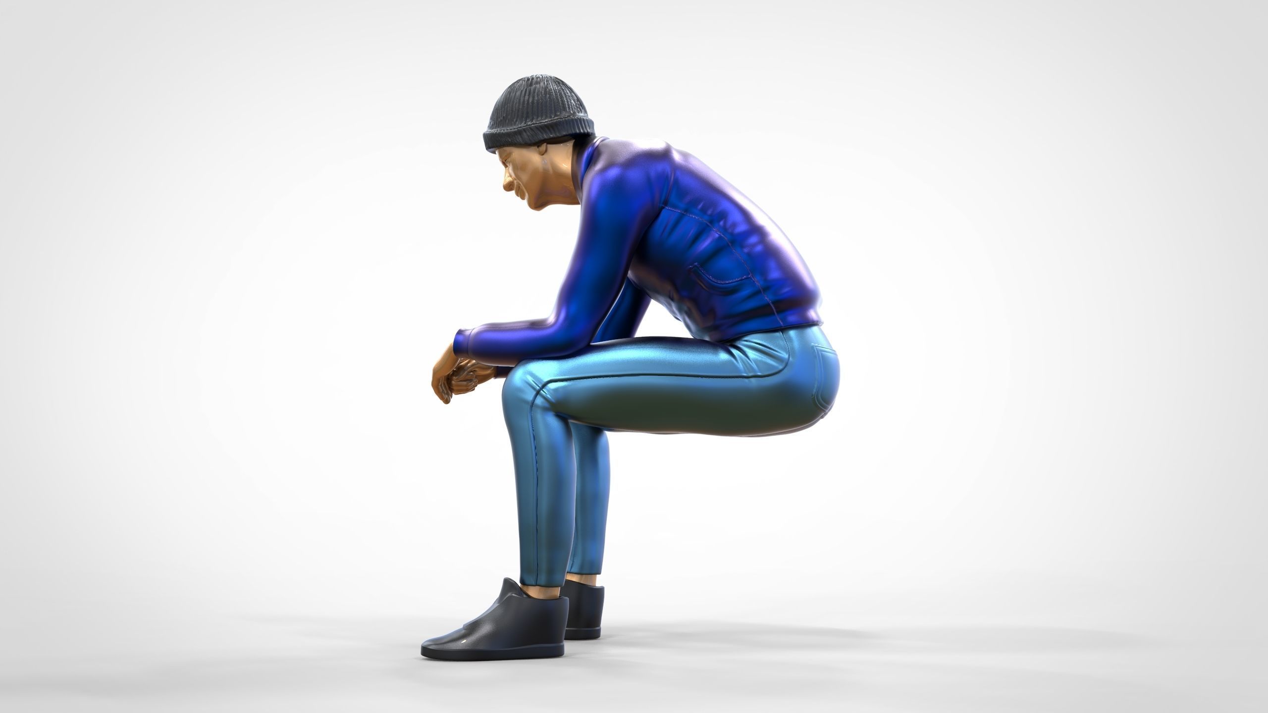 N3 Sitting man waiting 3D print model_11