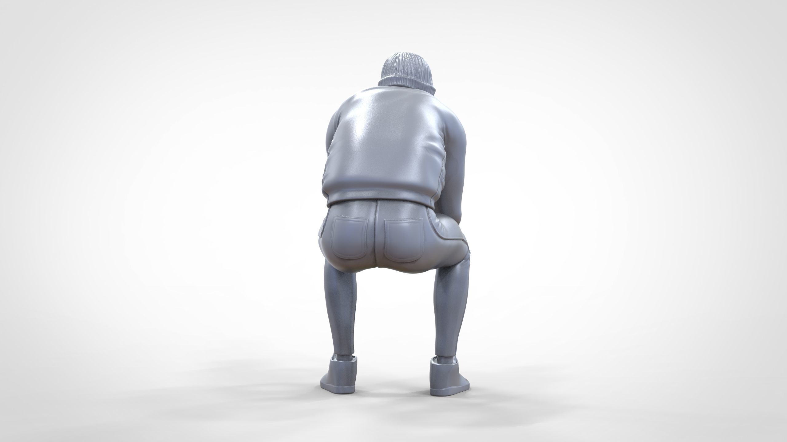 N3 Sitting man waiting 3D print model_23