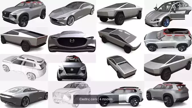 Electric cars 3D Model Collection