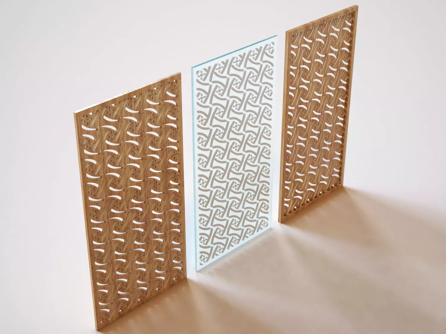 Partition wooden panel with pattern 3D model_0