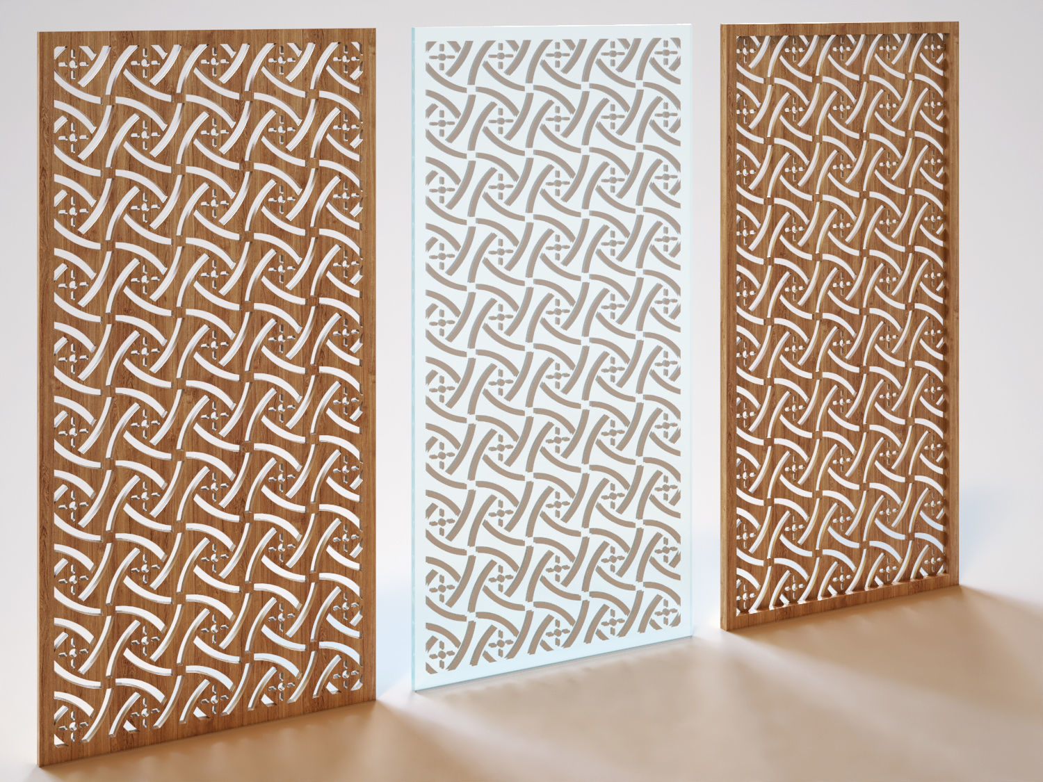 Partition wooden panel with pattern 3D model_1