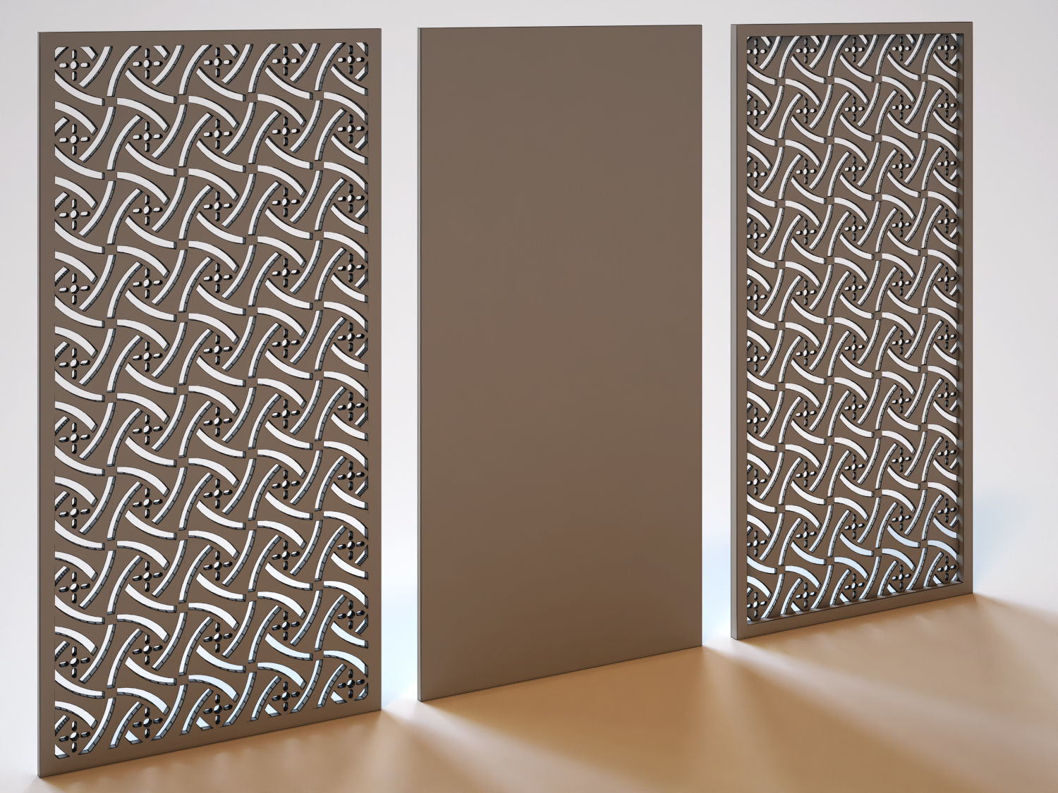 Partition wooden panel with pattern 3D model_3