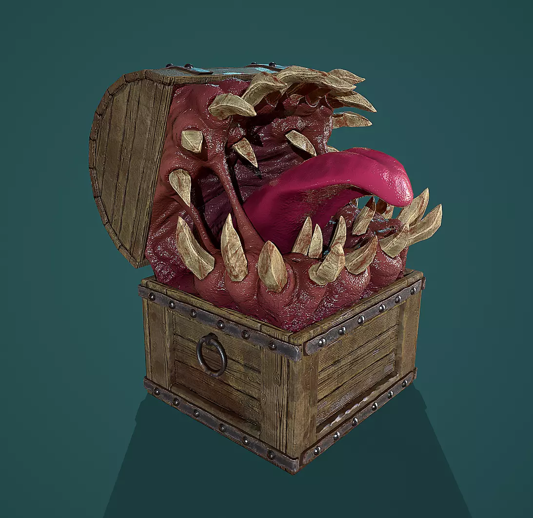 Mimic chest Low-poly 3D model_0