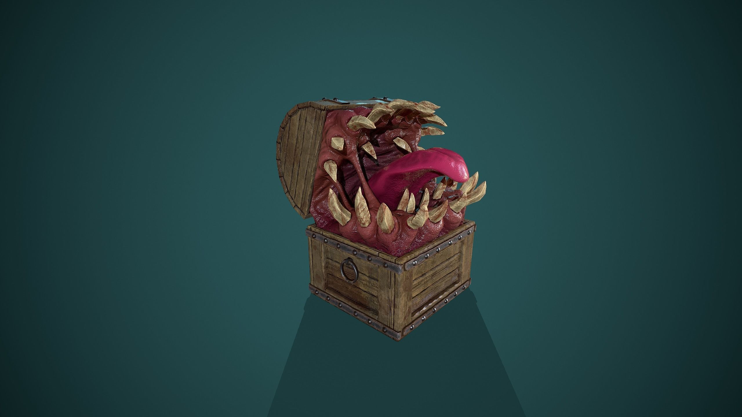 Mimic chest Low-poly 3D model_3