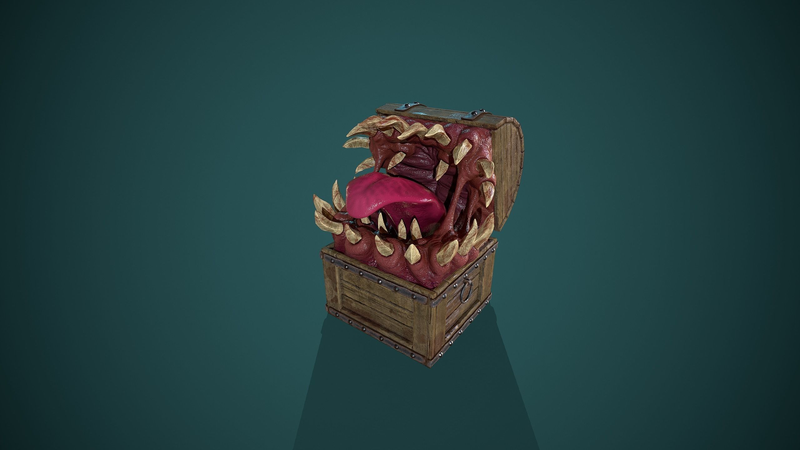 Mimic chest Low-poly 3D model_6