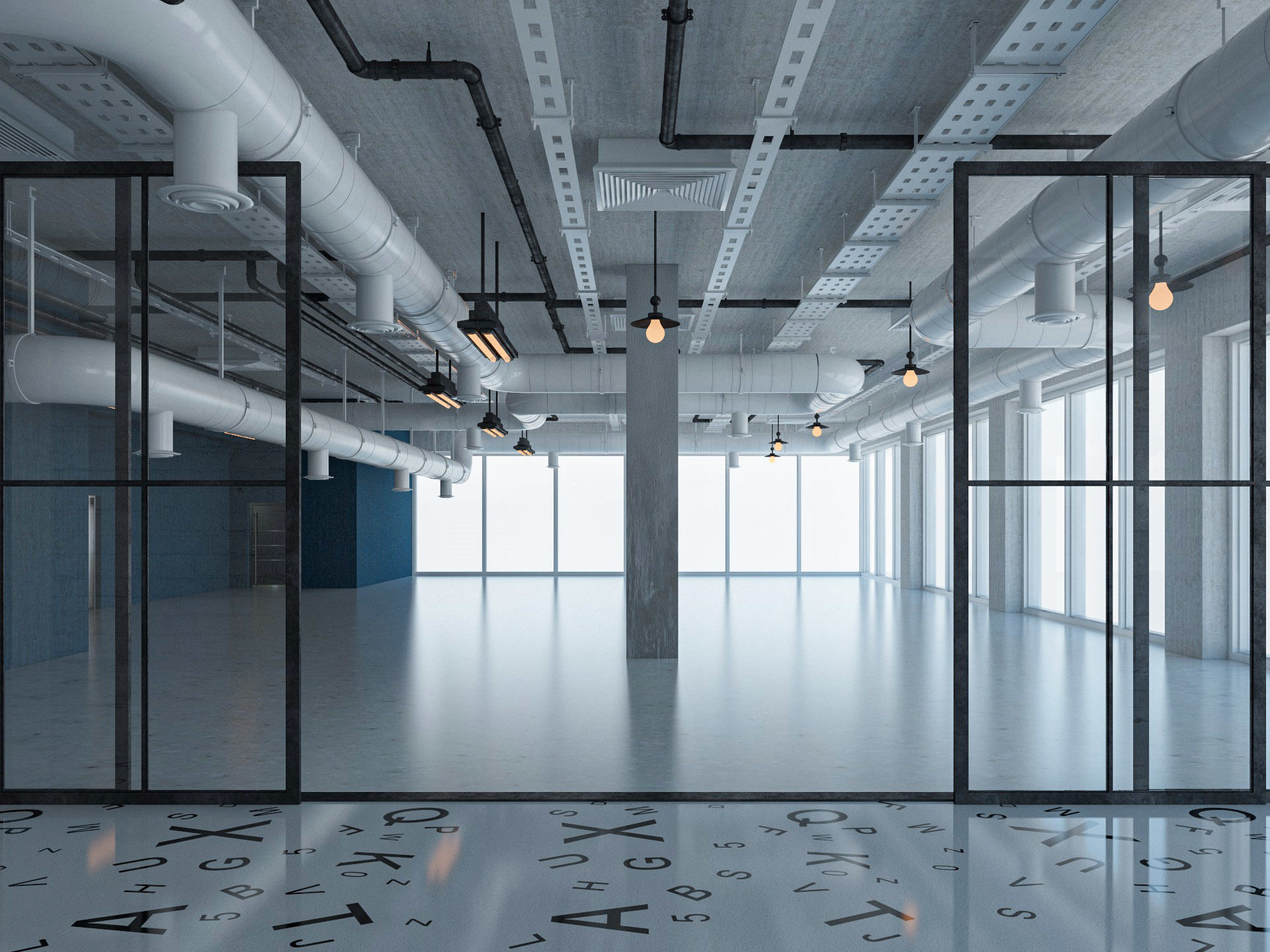 Loft Office interior 5 3D model_1