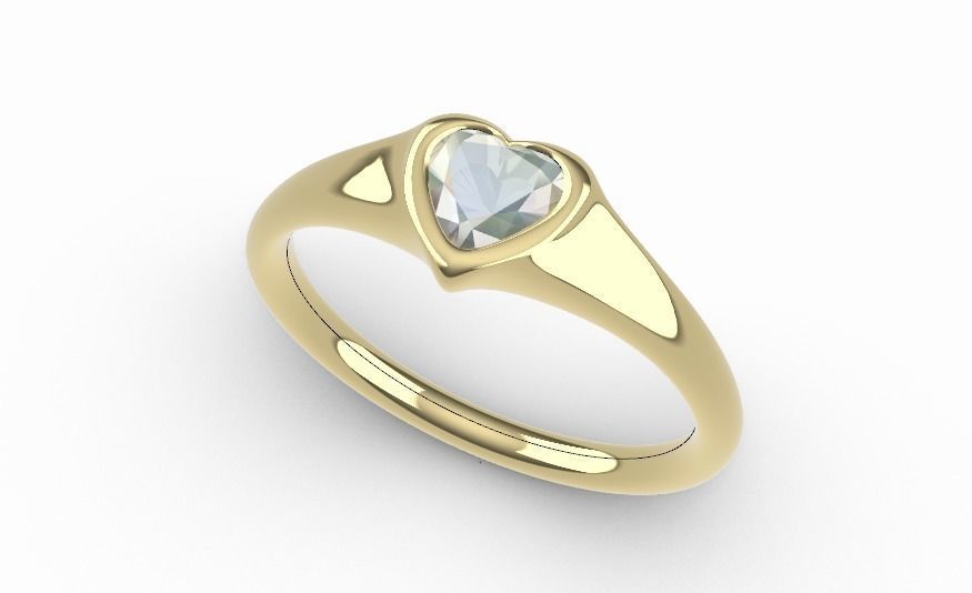 Modern Heart Bezel ring printable 3D model 3D print model_4