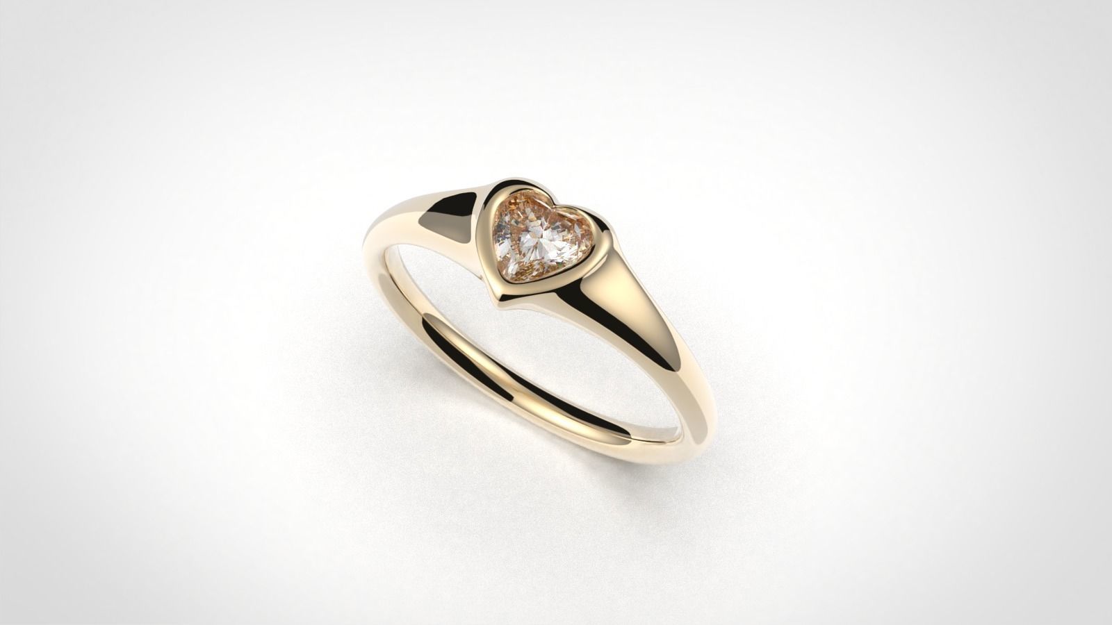 Modern Heart Bezel ring printable 3D model 3D print model_1