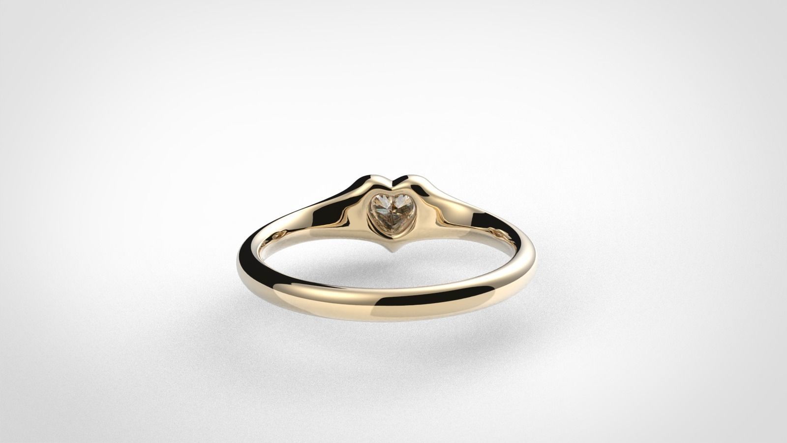 Modern Heart Bezel ring printable 3D model 3D print model_3