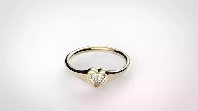 Modern Heart Bezel ring printable 3D model