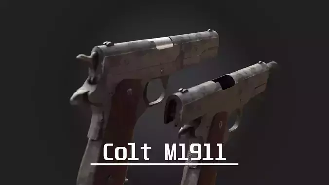 Colt 1911 game-ready 3D model