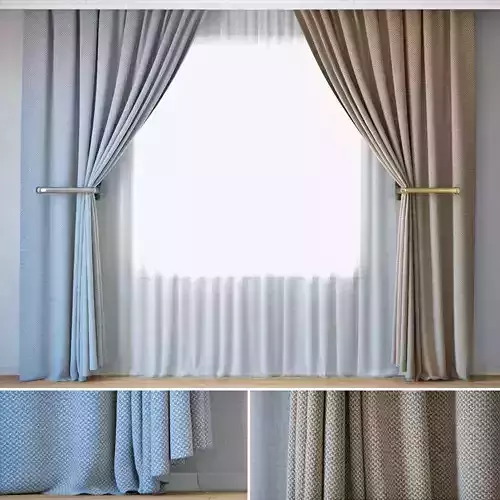 Curtains 17 Curtains with Tulle ROHI Credo Two colors 3D model