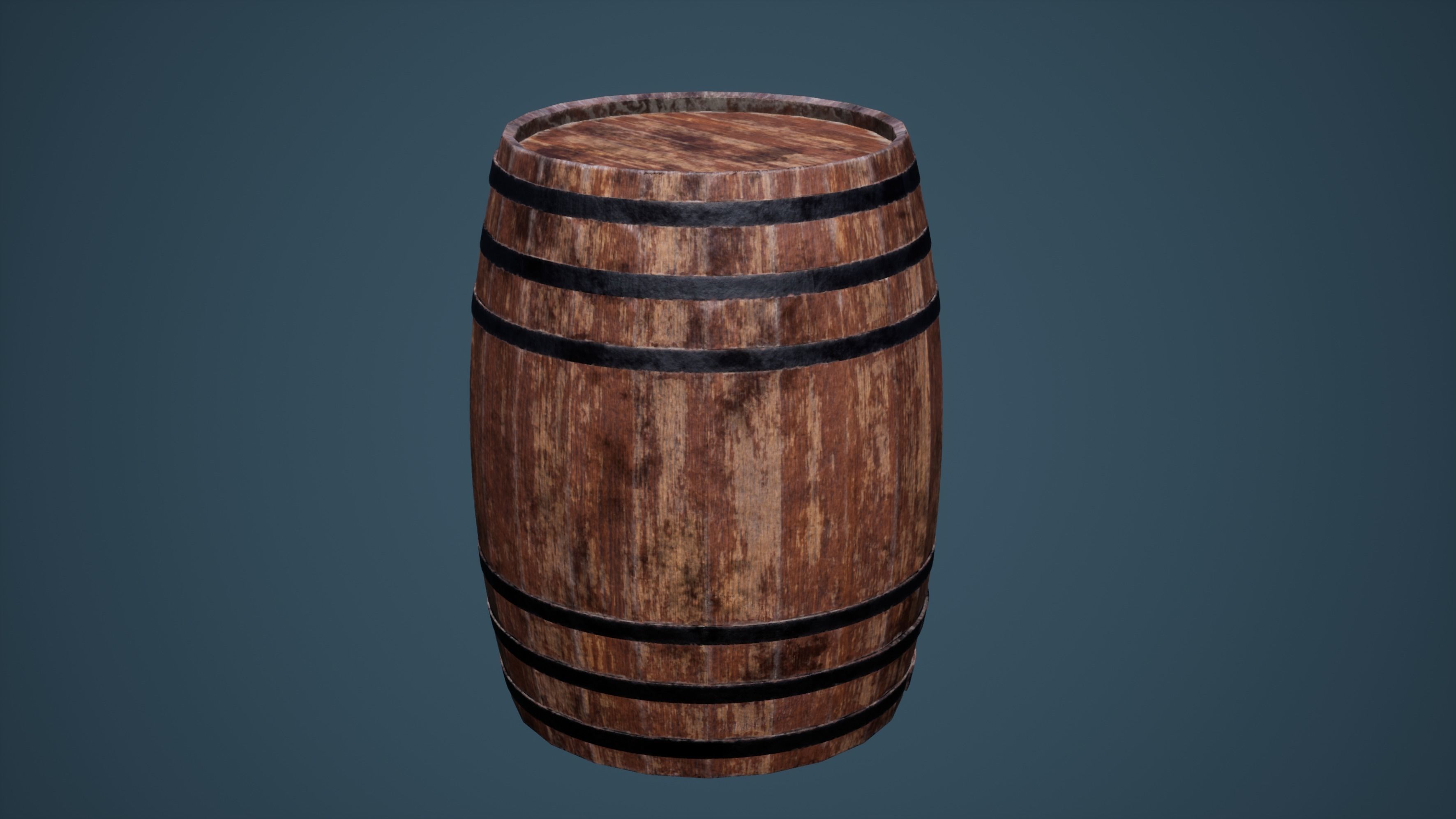 Barrel wooden Low-poly 3D model_1