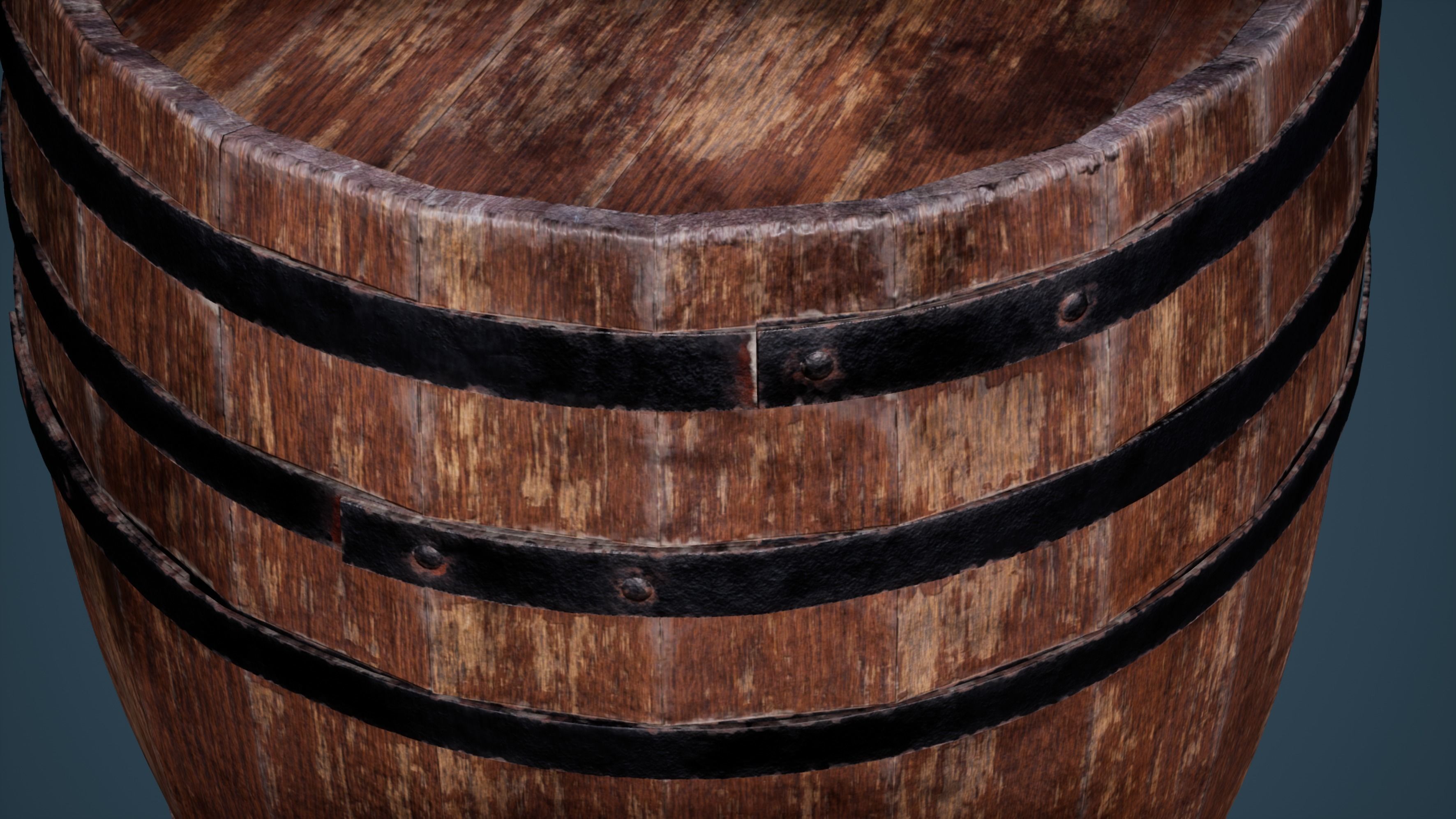 Barrel wooden Low-poly 3D model_3