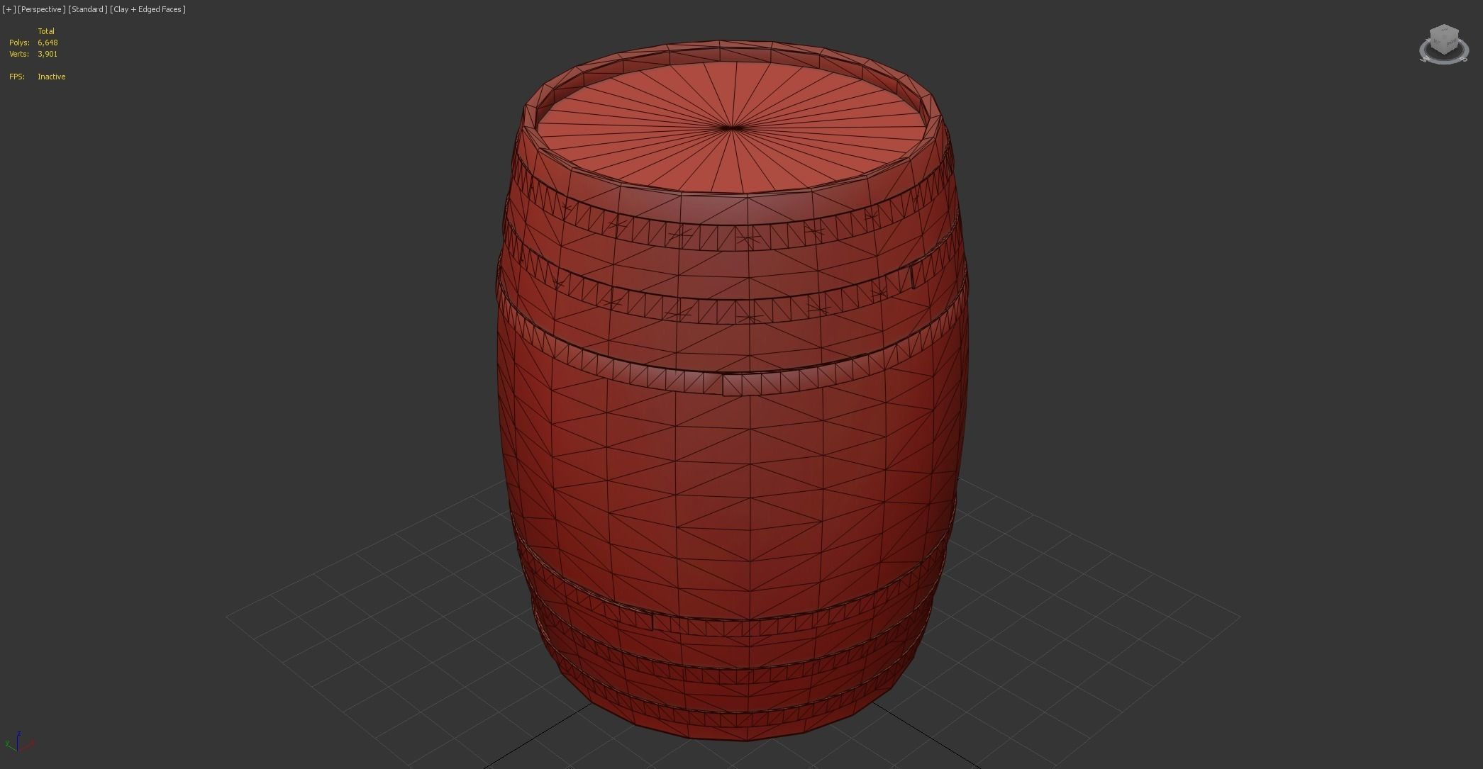 Barrel wooden Low-poly 3D model_6