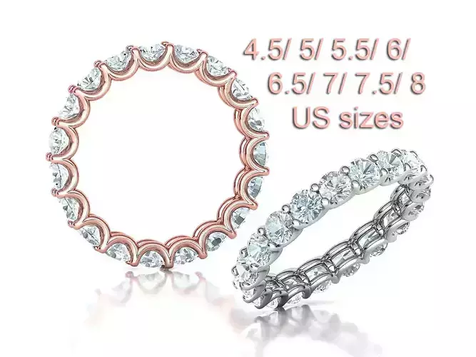 Diamond Eternity Wedding Band Ring Many Fingers 3D print model