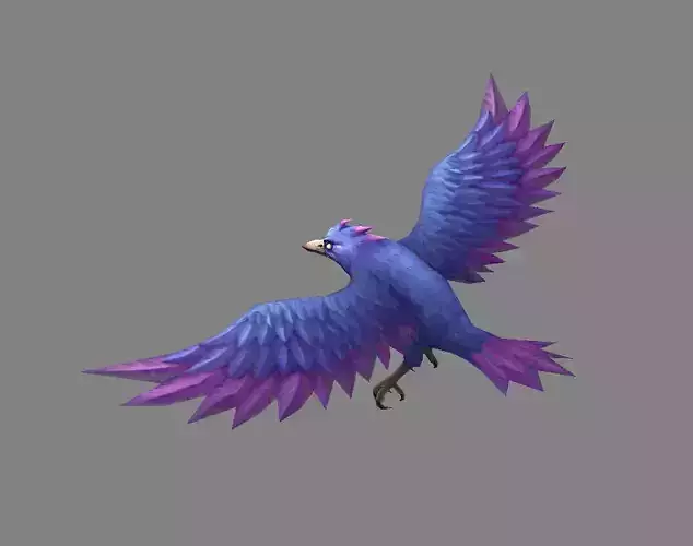 Cartoon Crow - Raven - Blue Bird Monster Low-poly 3D model