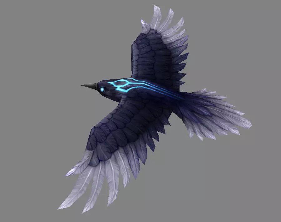 Cartoon Crow - Raven - Black Bird Monster Low-poly 3D model_0