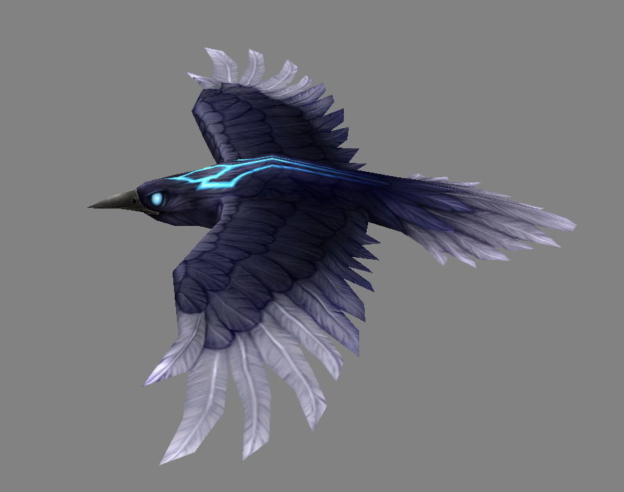 Cartoon Crow - Raven - Black Bird Monster Low-poly 3D model_1