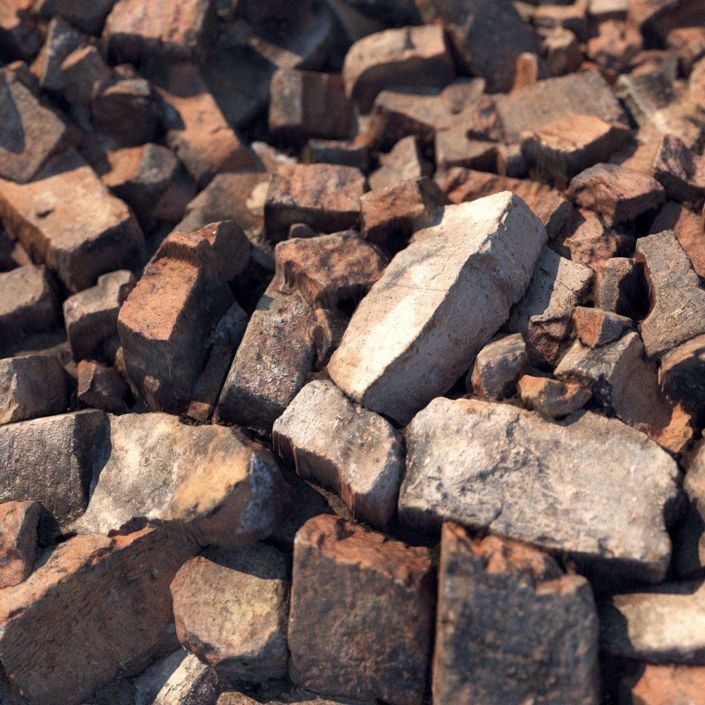 Broken bricks material 01 Low-poly 3D model_2