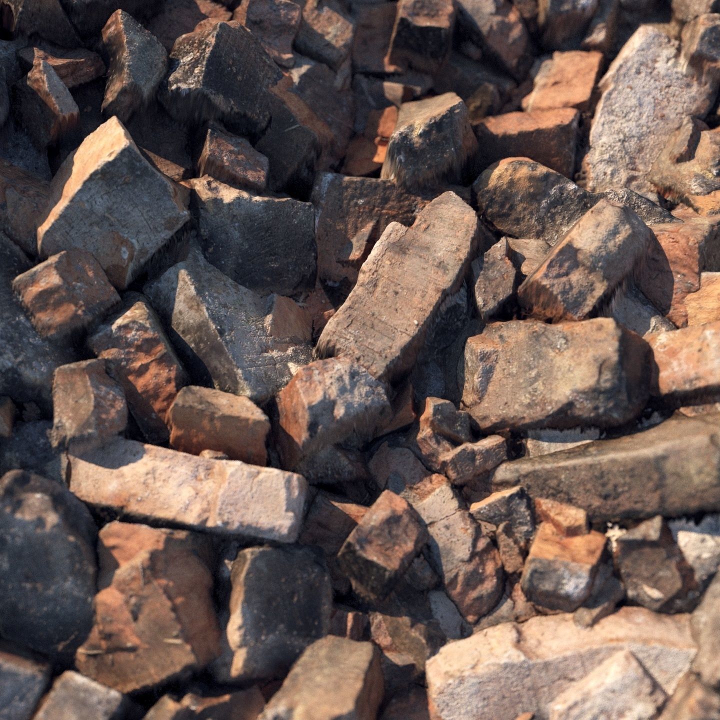 Broken bricks material 01 Low-poly 3D model_3