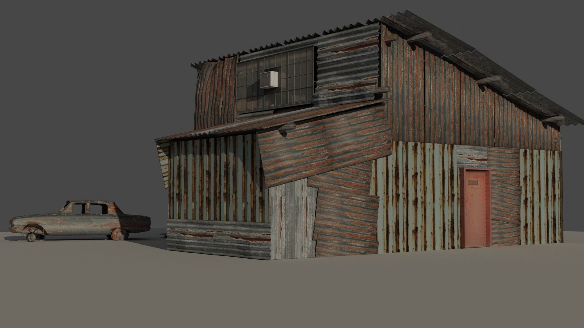 shanty garage decayed Low-poly 3D model_1