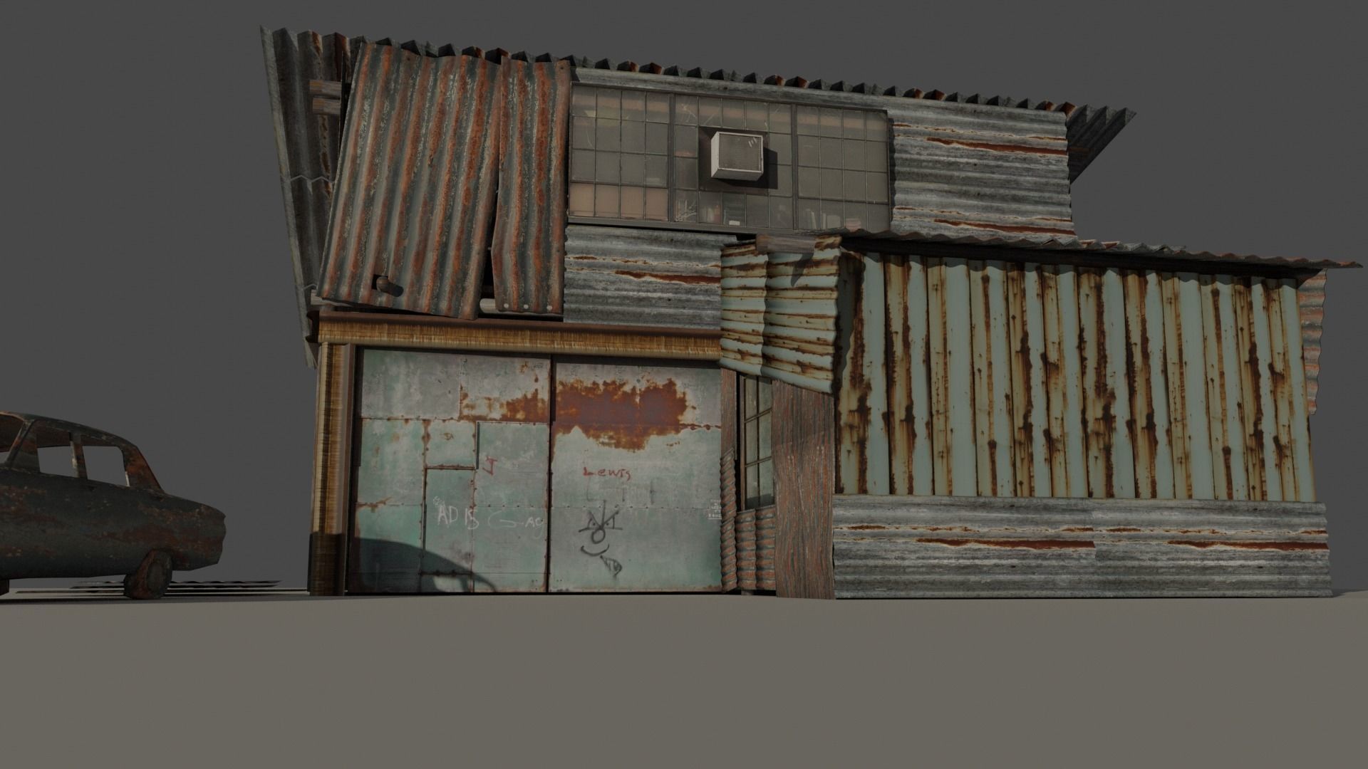 shanty garage decayed Low-poly 3D model_2