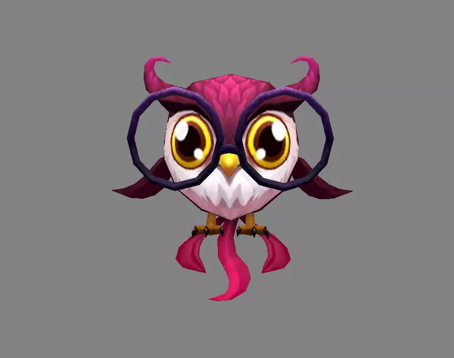 Cartoon bird - owl Low-poly 3D model_0
