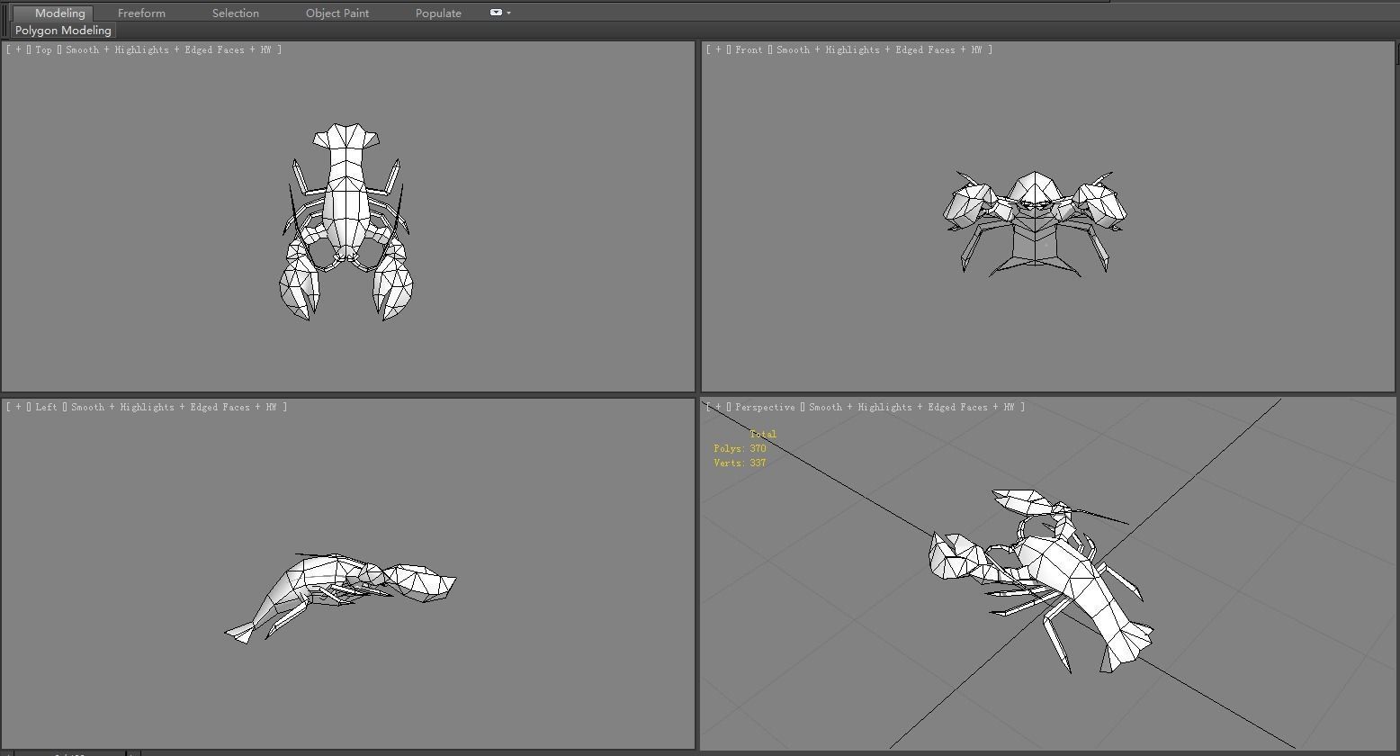 Cartoon Lobster - Sea Shrimp - Crab Low-poly 3D model_6