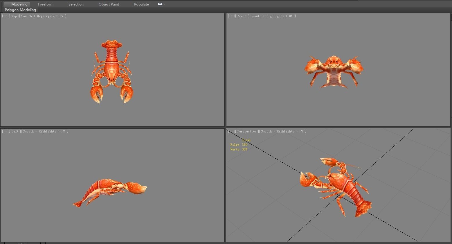 Cartoon Lobster - Sea Shrimp - Crab Low-poly 3D model_4