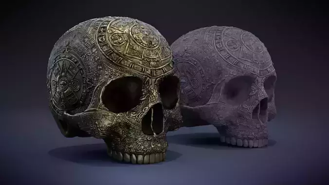 Aztec Skull Low-poly 3D model