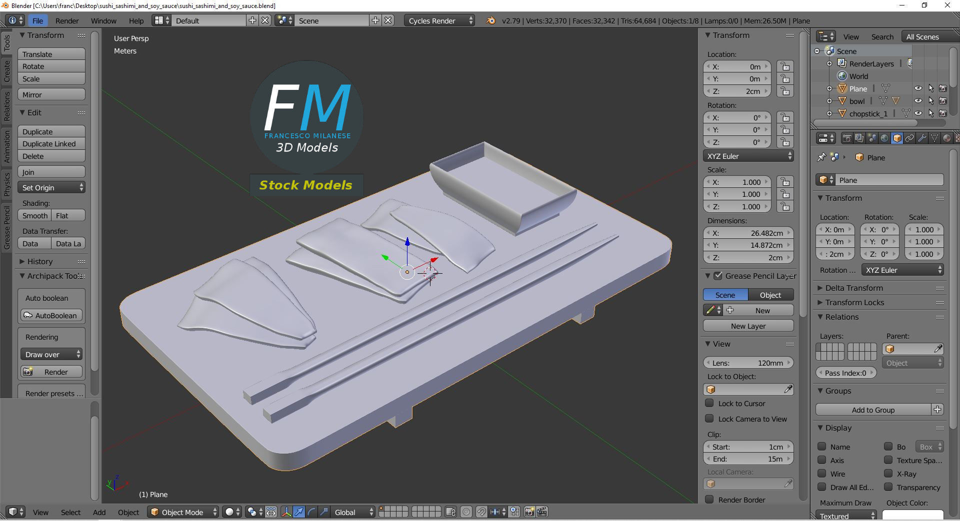 Sushi sashimi and soy sauce 3D model_9