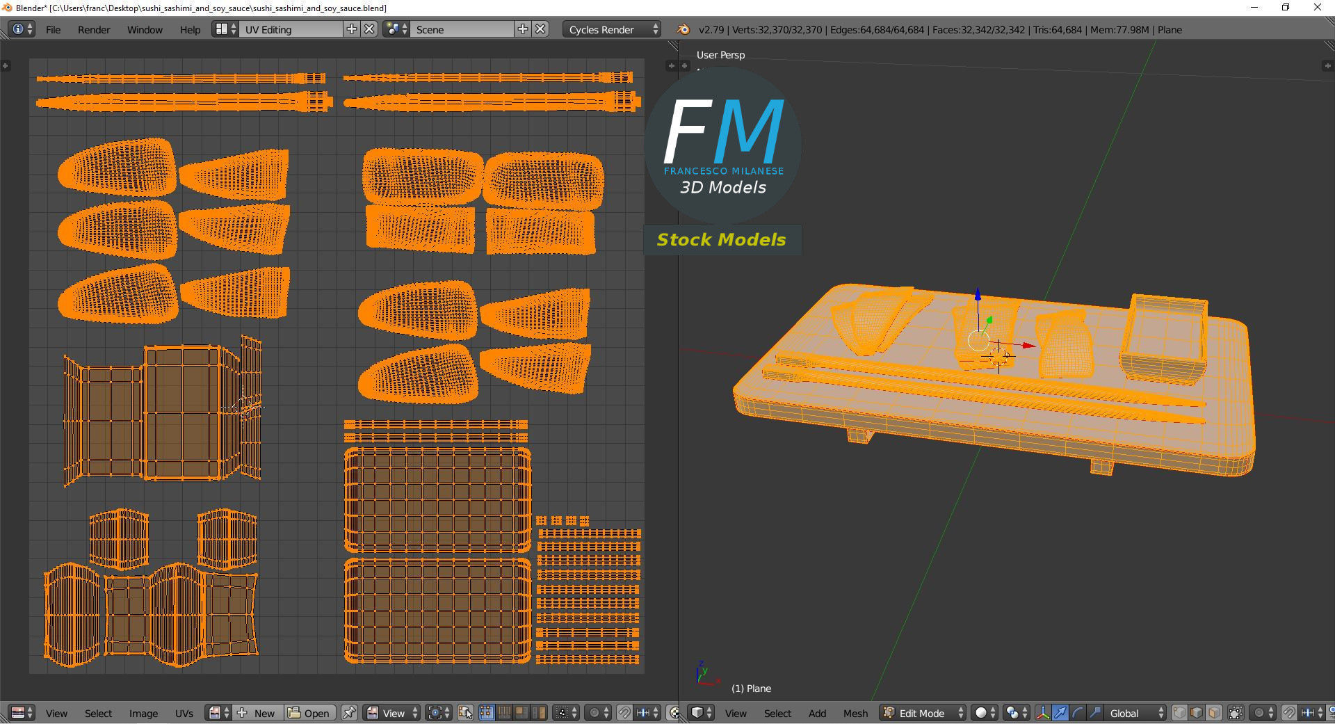 Sushi sashimi and soy sauce 3D model_10
