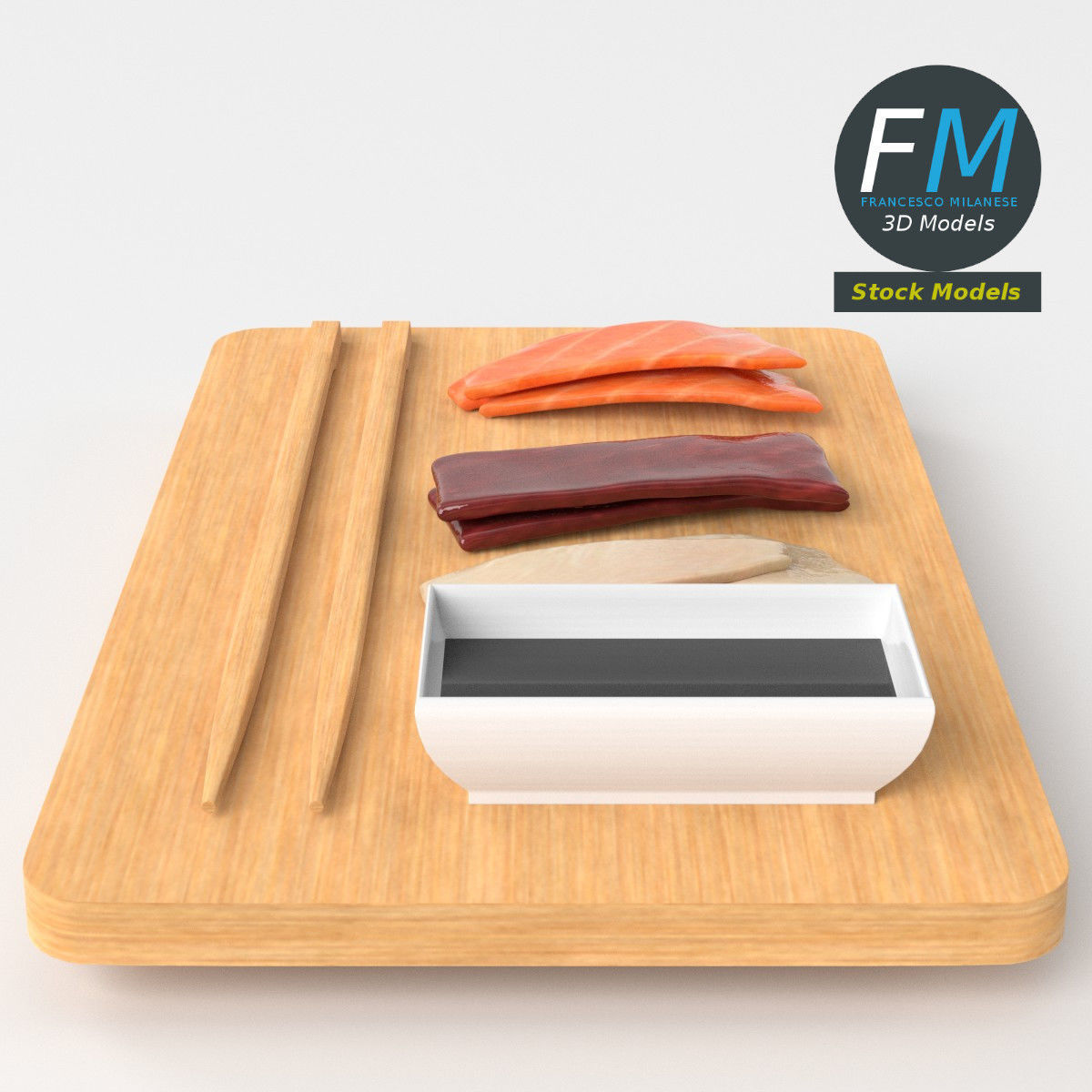 Sushi sashimi and soy sauce 3D model_5