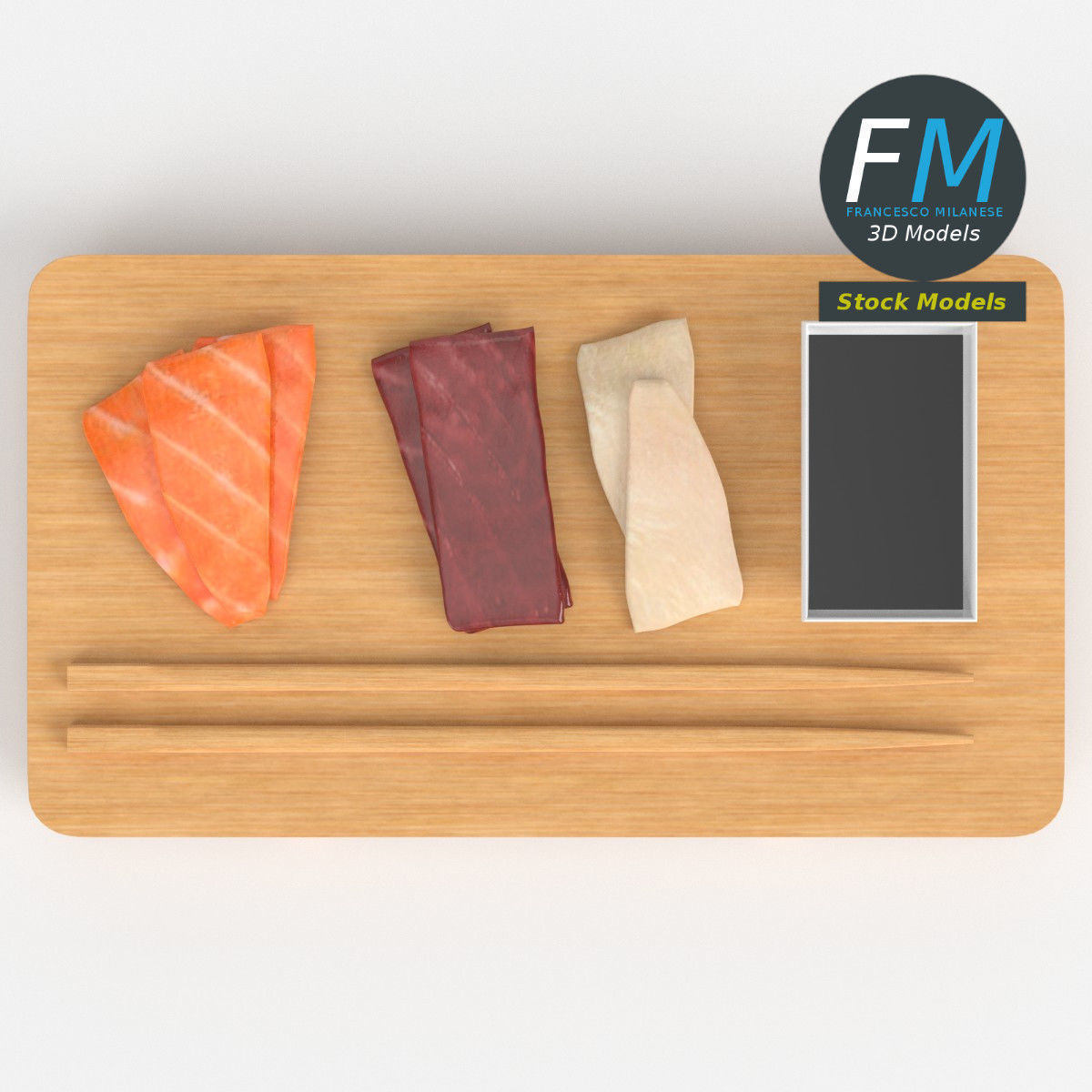Sushi sashimi and soy sauce 3D model_6