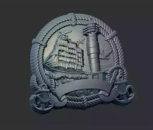 Ship in the sea for 3d printing or cnc carving