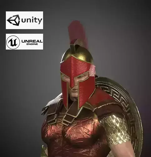 Charecter spartan warrior Low-poly 3D model