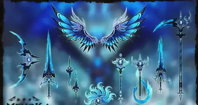 Weapon and  Wing Set Low-poly 3D model