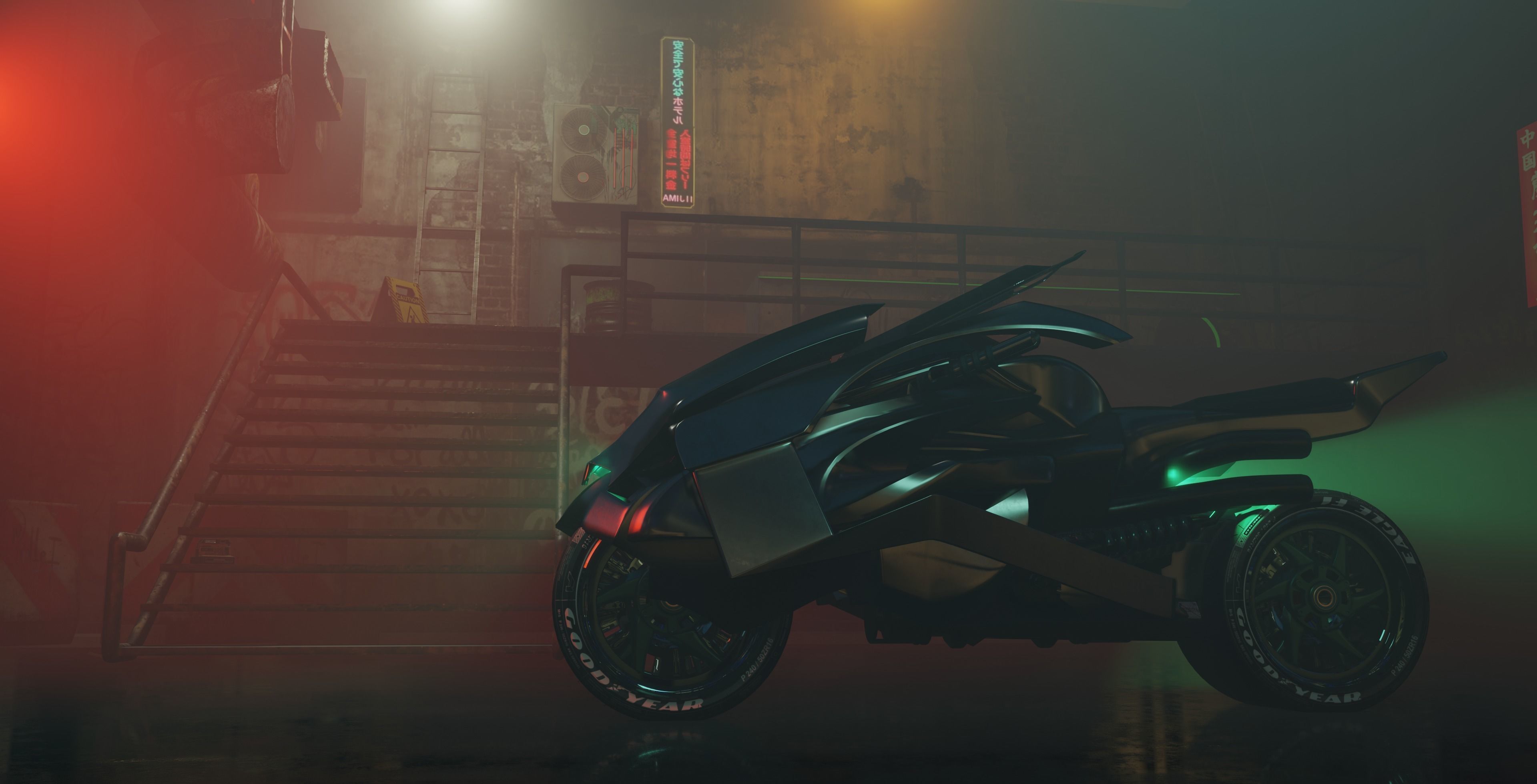 Cyberpunk Concept Motorcycle and Environment 3D model_3