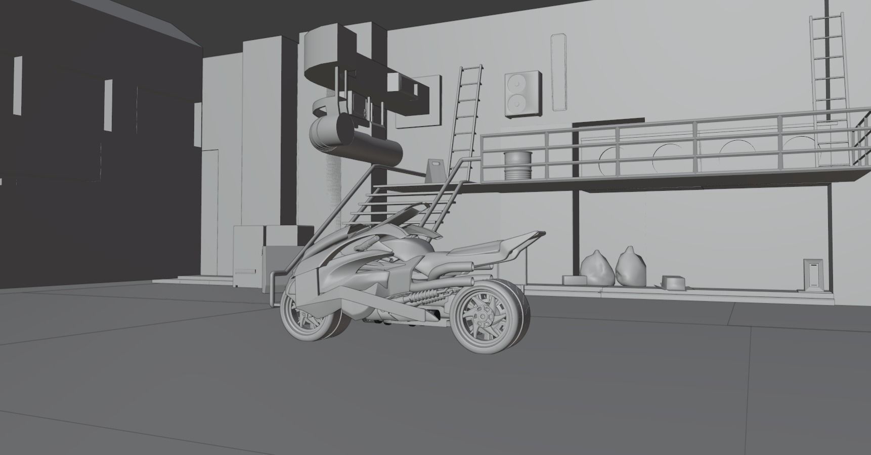 Cyberpunk Concept Motorcycle and Environment 3D model_18