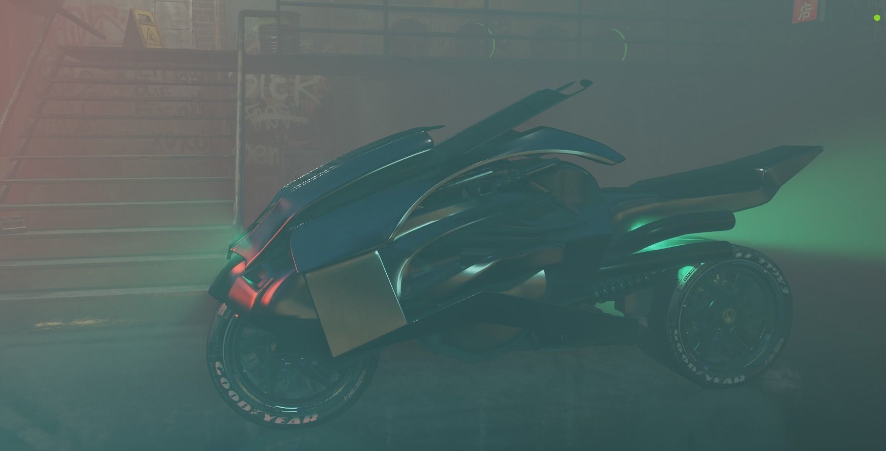 Cyberpunk Concept Motorcycle and Environment 3D model_9