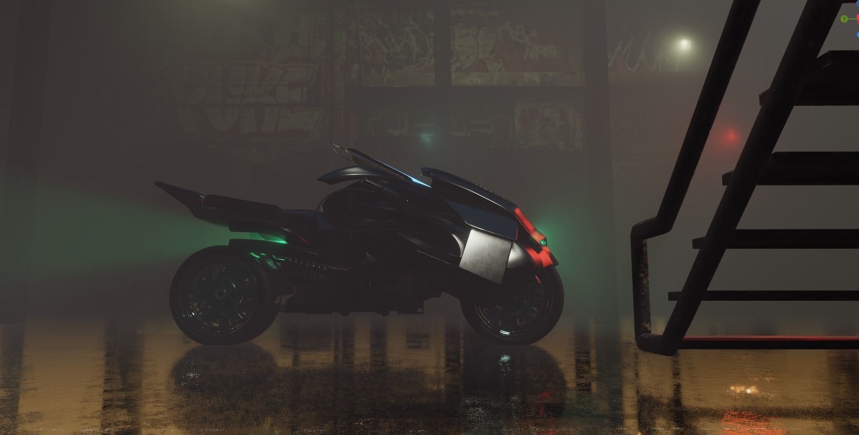 Cyberpunk Concept Motorcycle and Environment 3D model_19