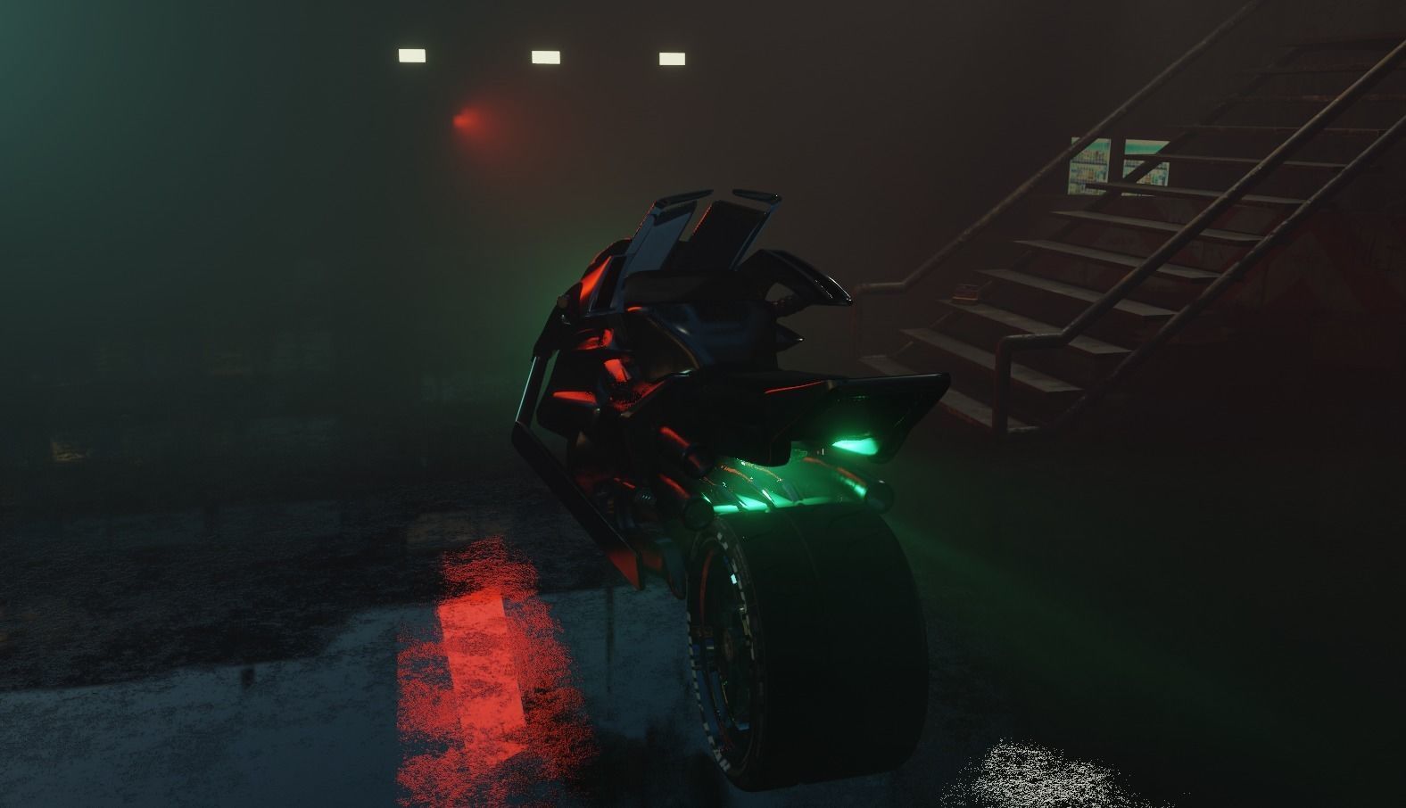 Cyberpunk Concept Motorcycle and Environment 3D model_5