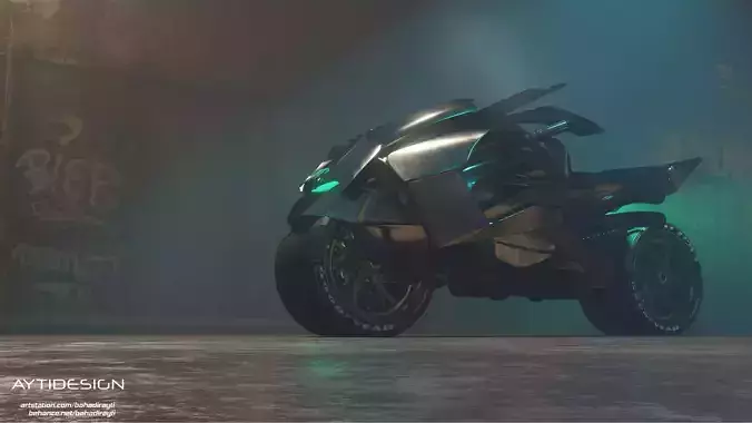 Cyberpunk Concept Motorcycle and Environment 3D model