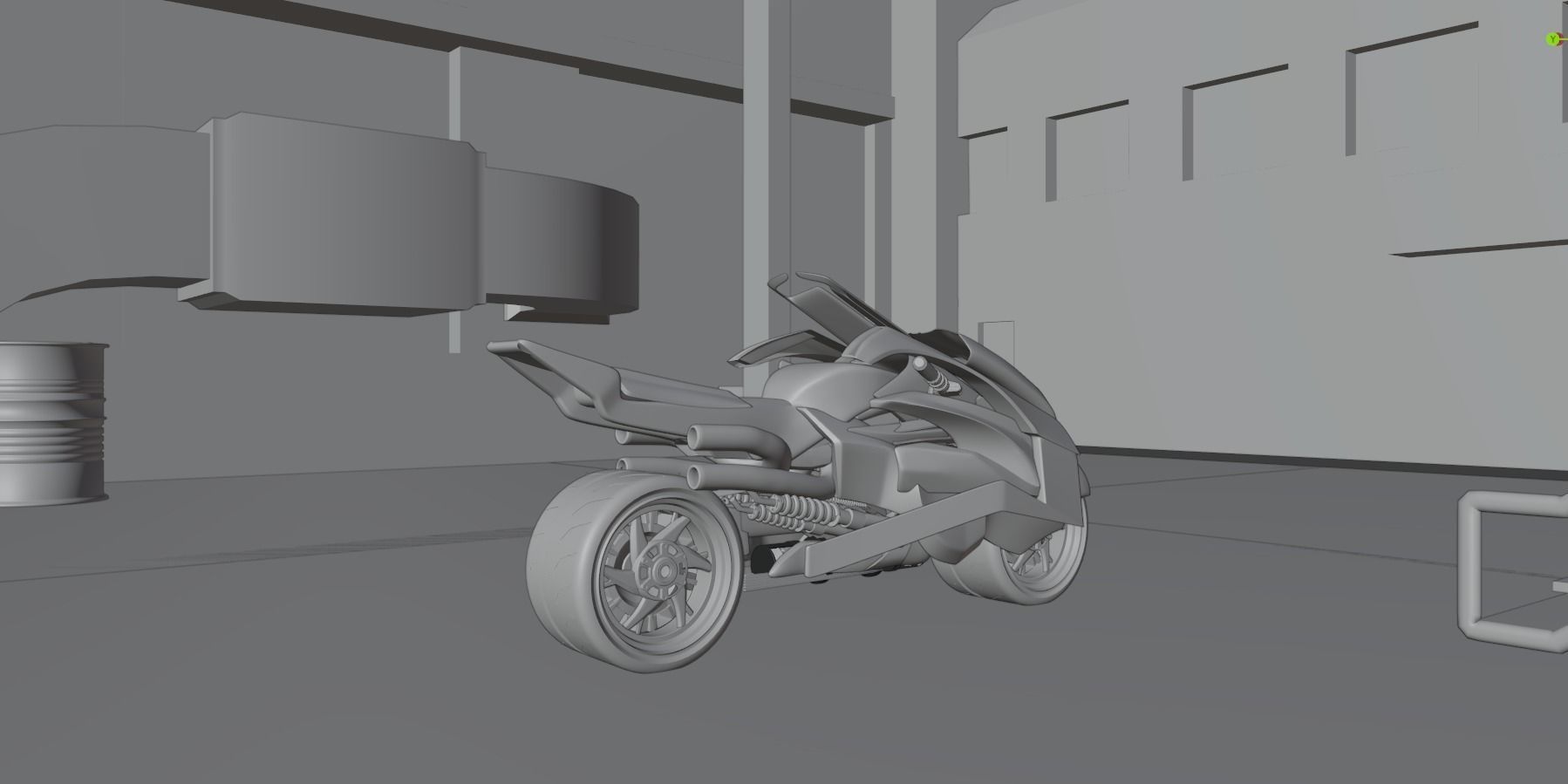 Cyberpunk Concept Motorcycle and Environment 3D model_16