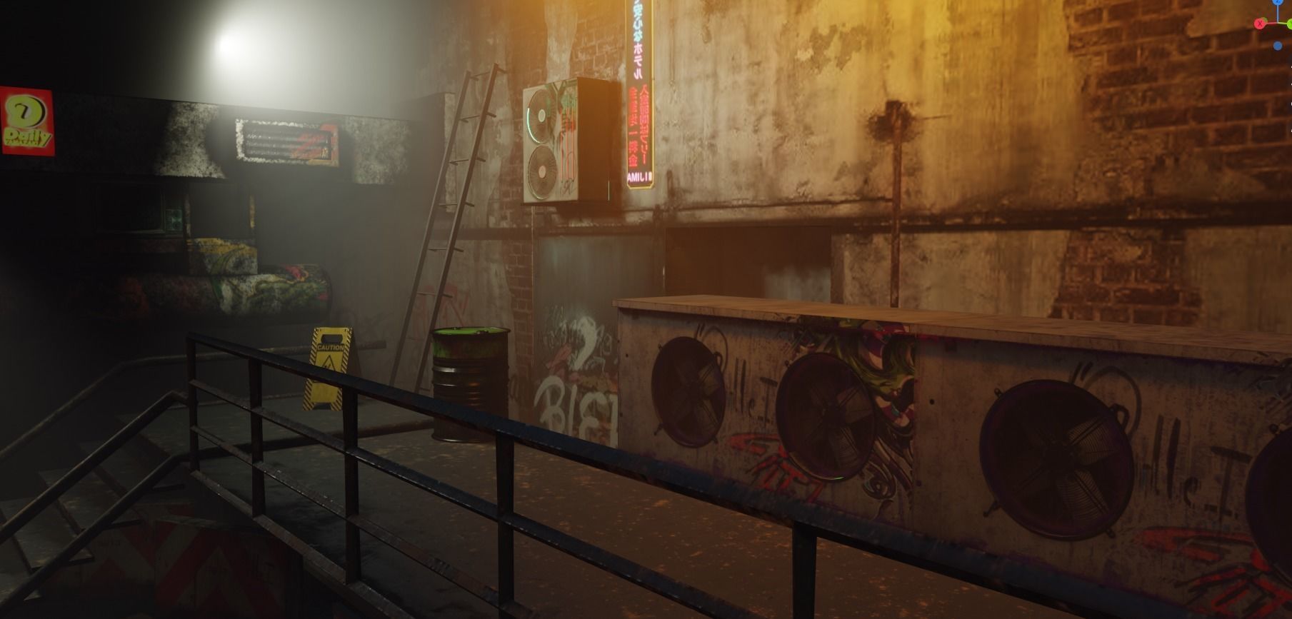 Cyberpunk Concept Motorcycle and Environment 3D model_6