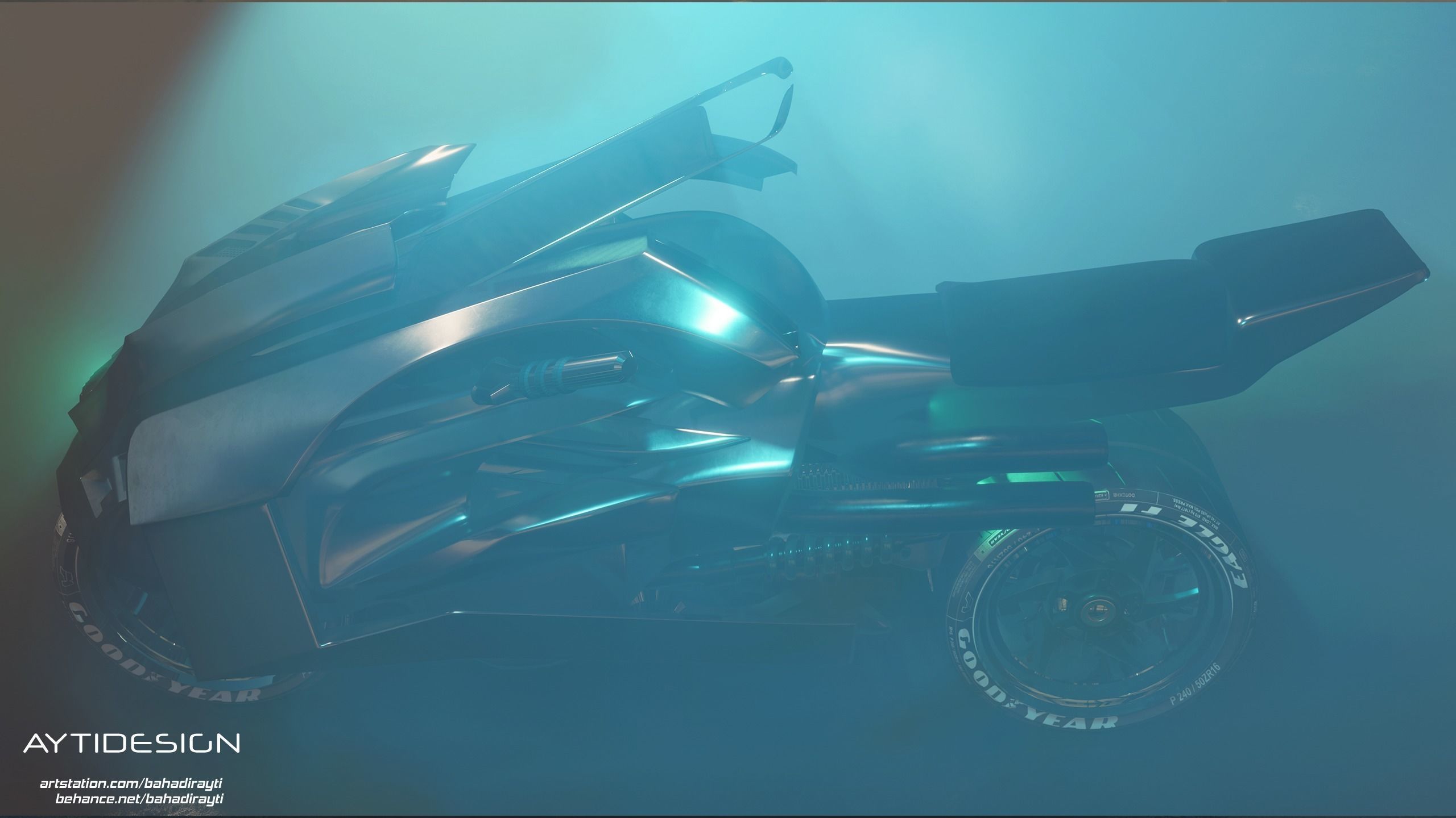 Cyberpunk Concept Motorcycle and Environment 3D model_12