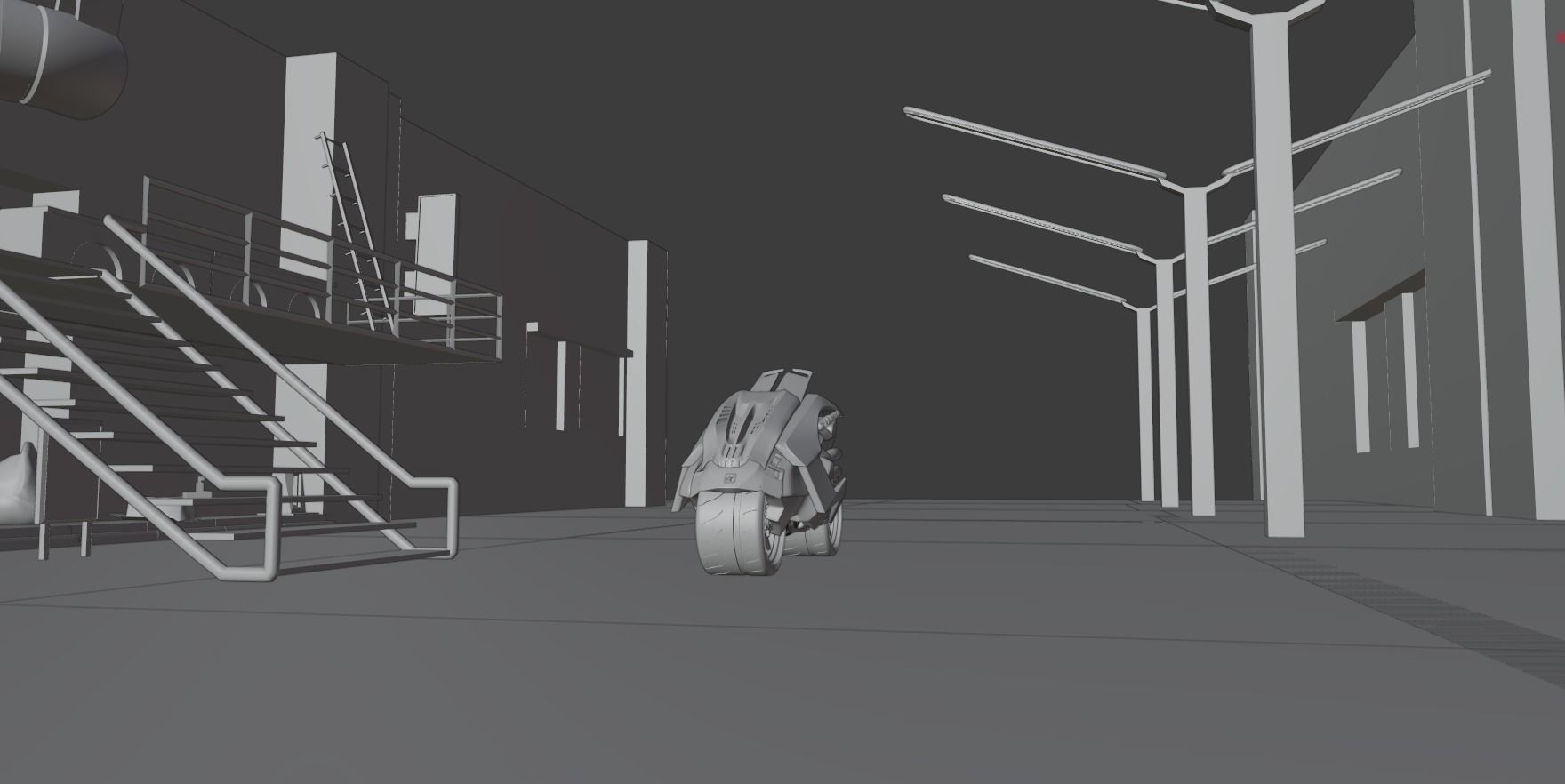 Cyberpunk Concept Motorcycle and Environment 3D model_15